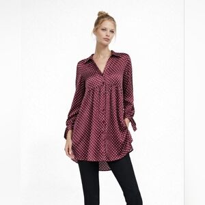 NWT Zara Size XS Oversized Polka Dot Shirt